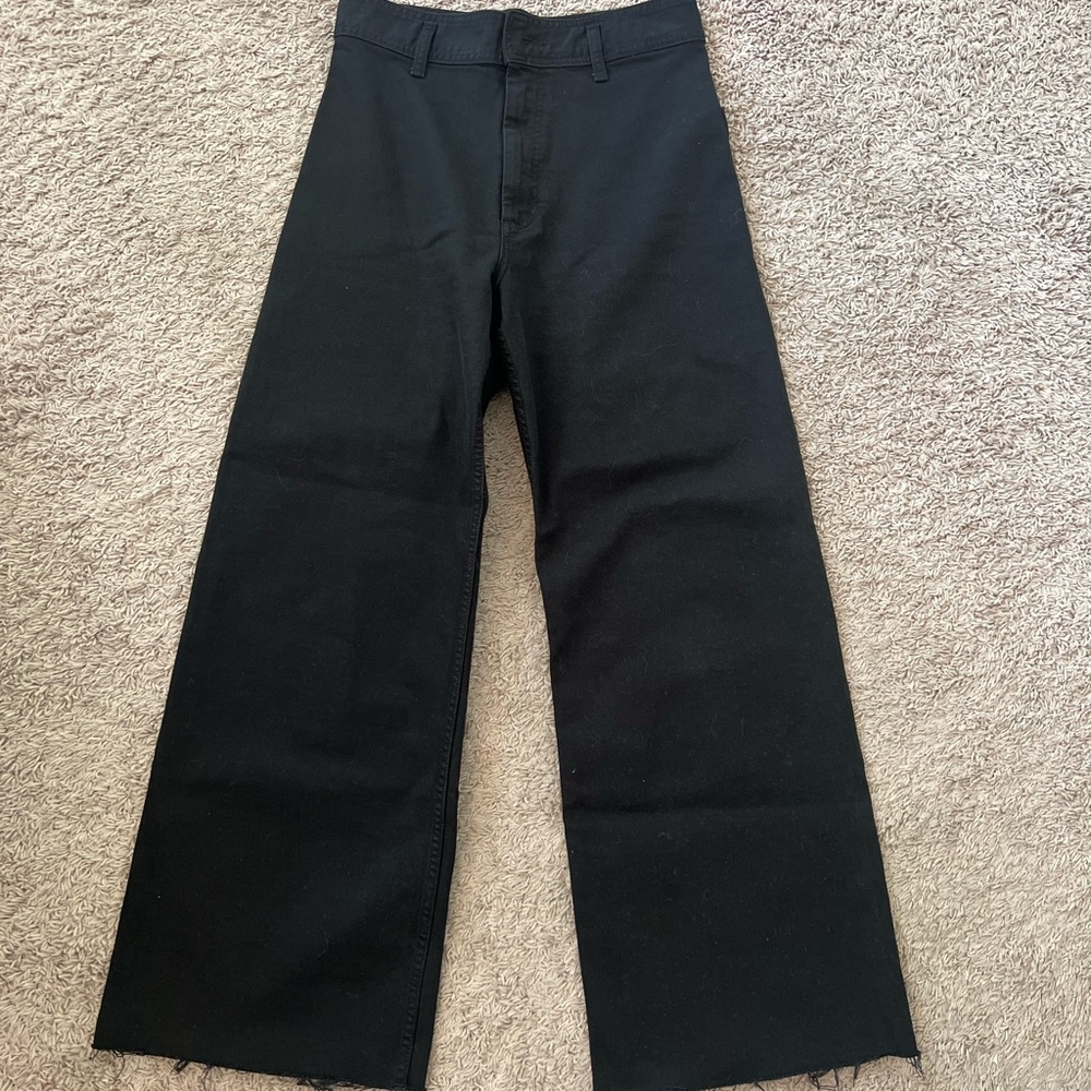 Zara The Marine Straight Black Wide Leg Pants Size Women's 8